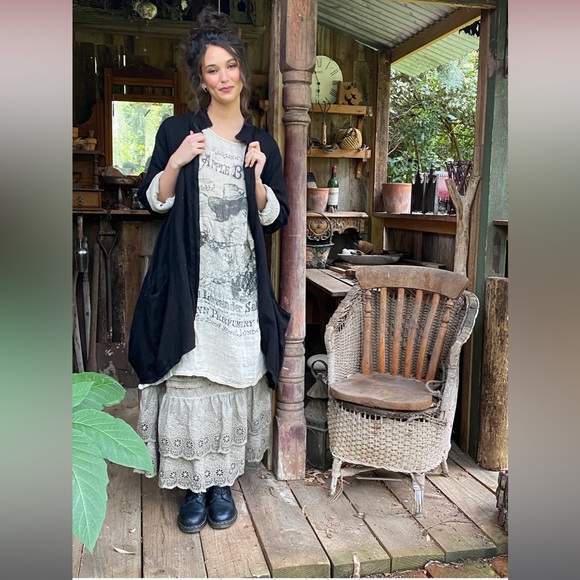 Harper Pure Linen Coat Jacket - Black - NWT - LG/XL - Picture 2 of 4